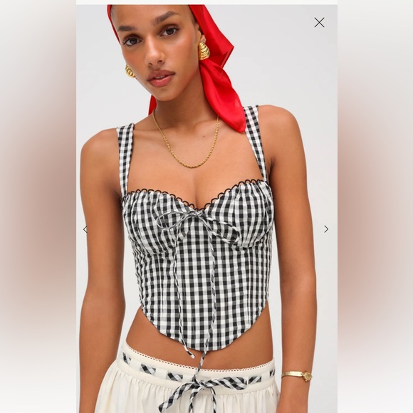 XS For Love And Lemons Sammie Bustier Gingham Top - Picture 3 of 5